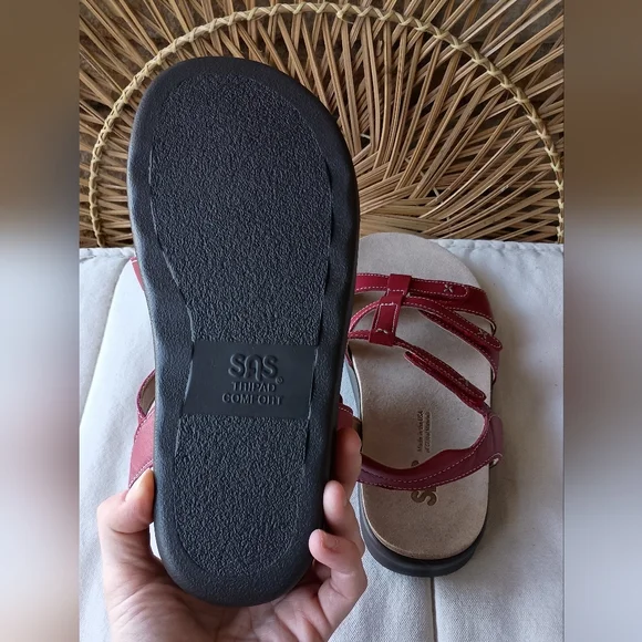 SAS Red Leather Strap Sandals_9.5 W - Picture 4 of 6